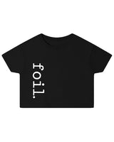 Black t-shirt with 'foil' text on a white background